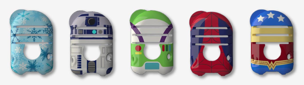 Super Hero Line of Button Huggie Reusable Lids for Children